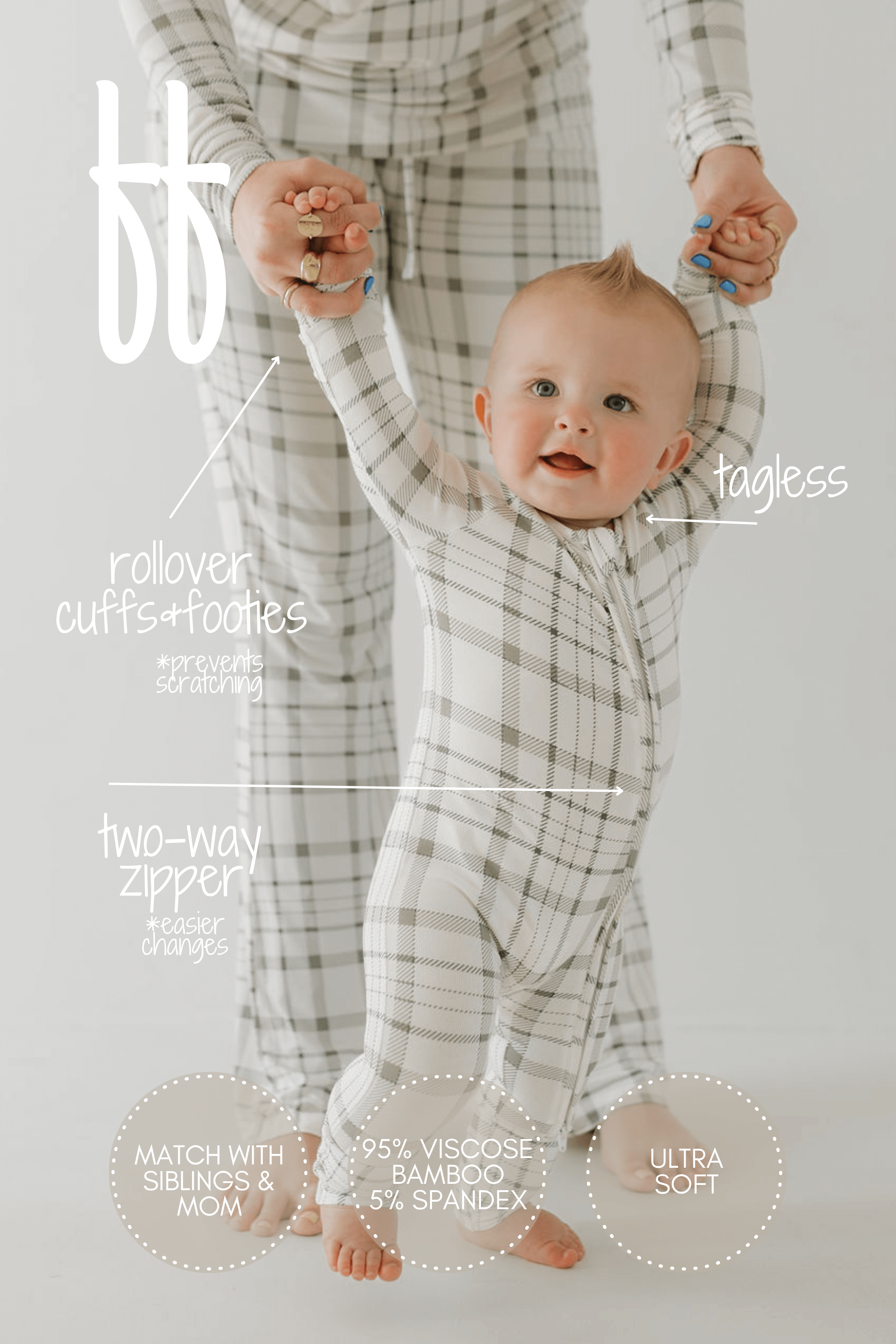 Picnic Plaid | Bamboo Zip Pajamas | Milk & Baby