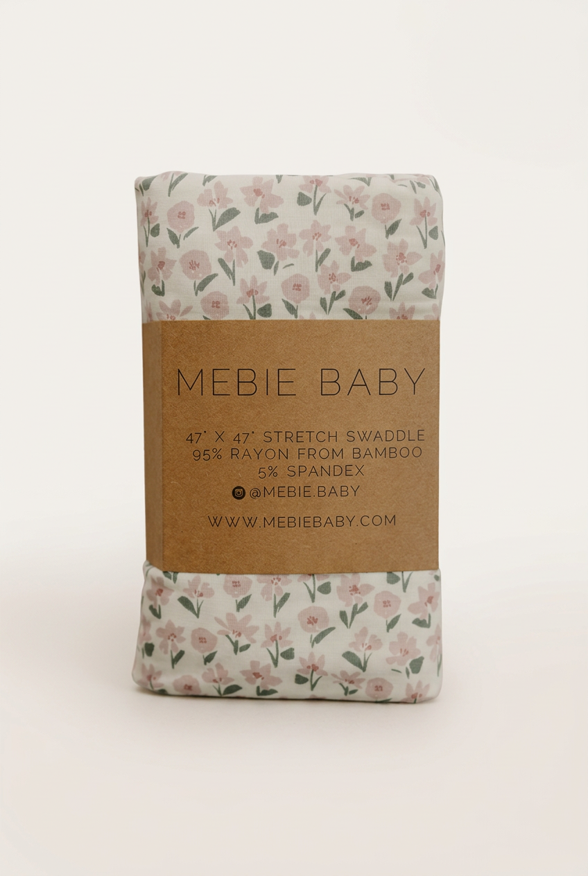 Pink Petal Floral swaddle with more space and a subtle background