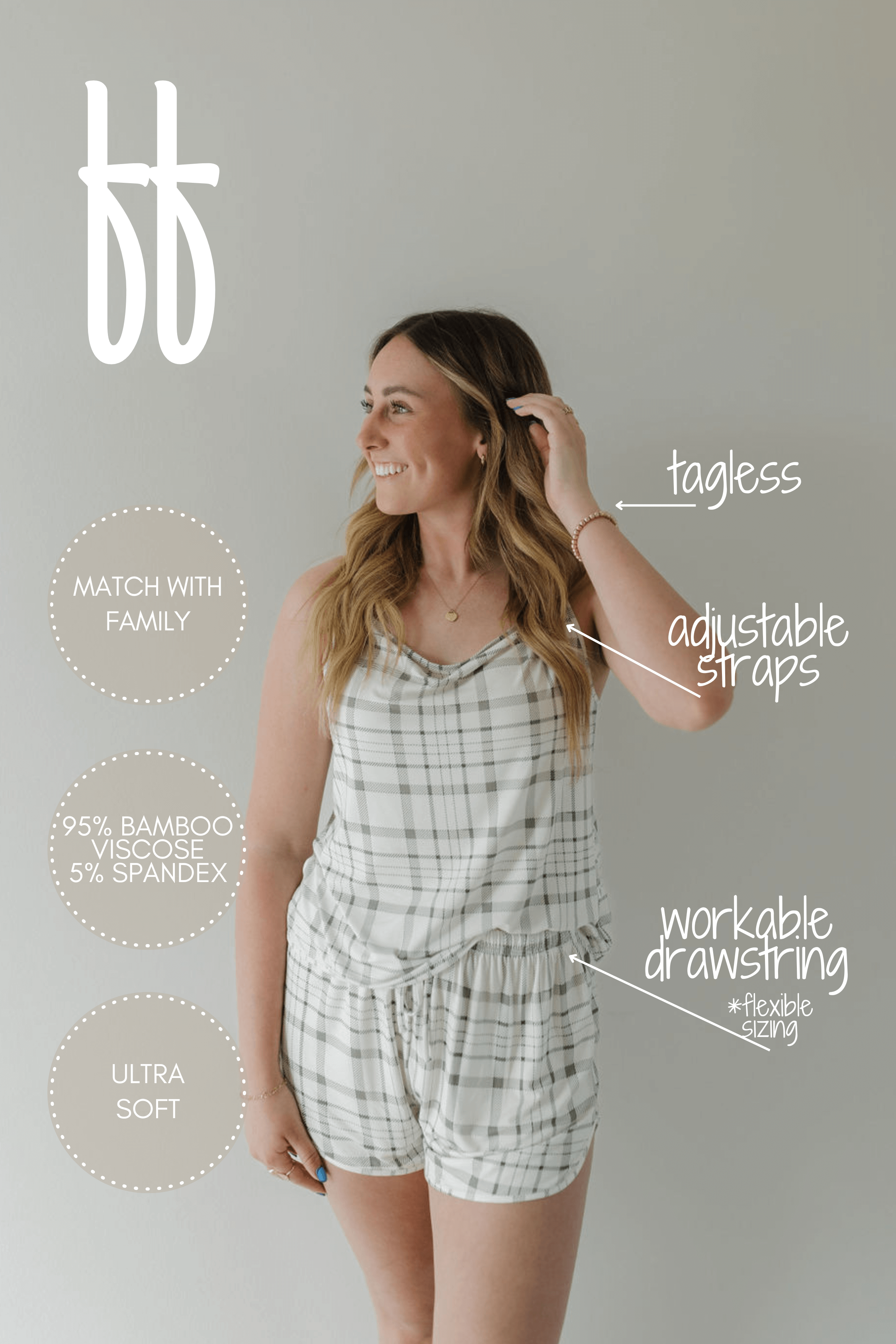 Picnic Plaid | Cami Women's Bamboo Set | Milk & Baby
