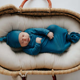 Blue Knotted Newborn Baby Gown | Milk & Baby