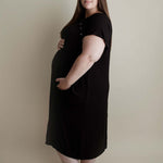 Black Ribbed Labor & Delivery Gown | Milk & Baby