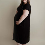 Black Ribbed Labor & Delivery Gown | Milk & Baby