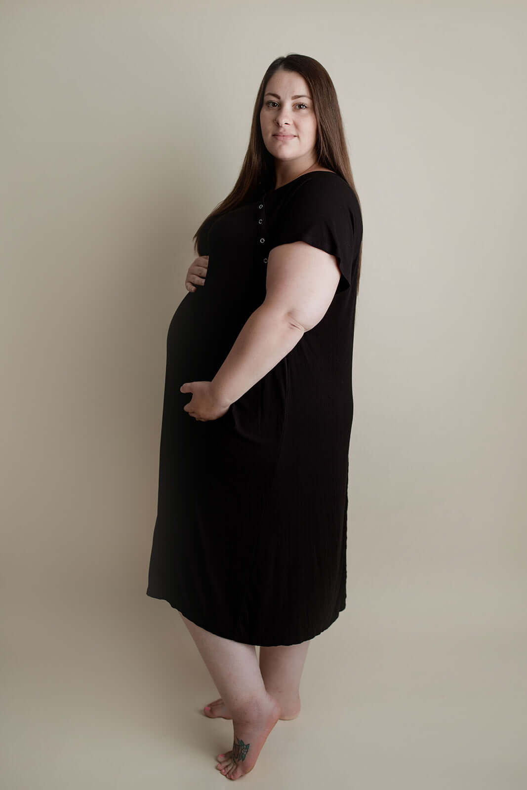 Black Ribbed Labor & Delivery Gown | Milk & Baby