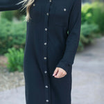 Teagan Black Ultra Soft Shirt Dress | Milk & Baby