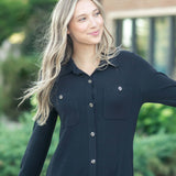 Teagan Black Ultra Soft Shirt Dress | Milk & Baby