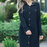 Teagan Black Ultra Soft Shirt Dress | Milk & Baby