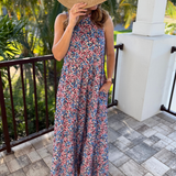 Tie Back Bow Nursing Dress in Berry Garden