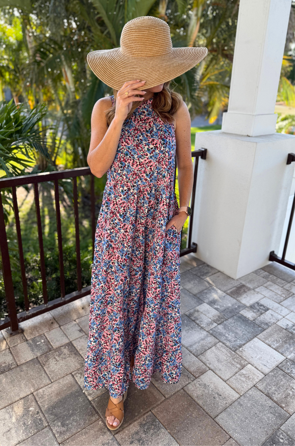 Tie Back Bow Nursing Dress in Berry Garden - front