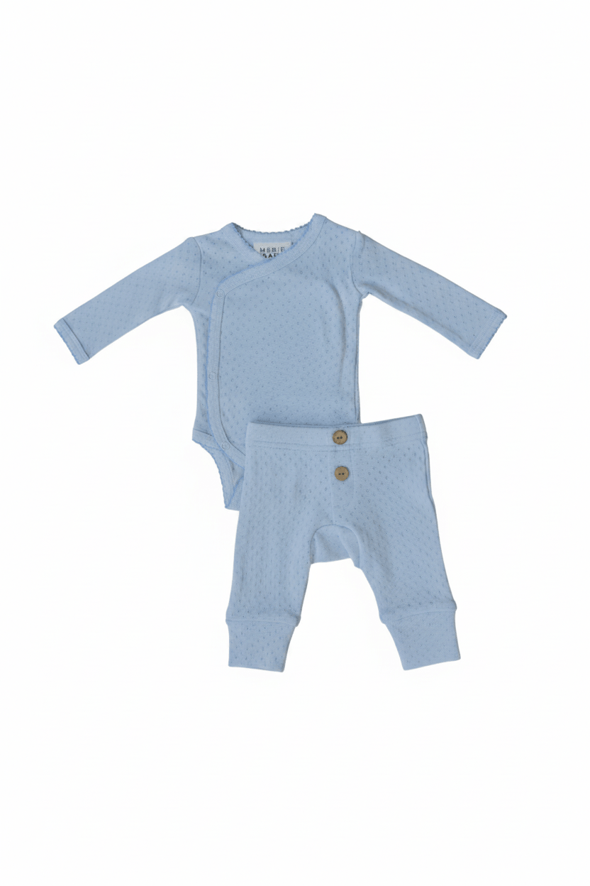 Blue Pointelle Layette Set | Milk & Baby