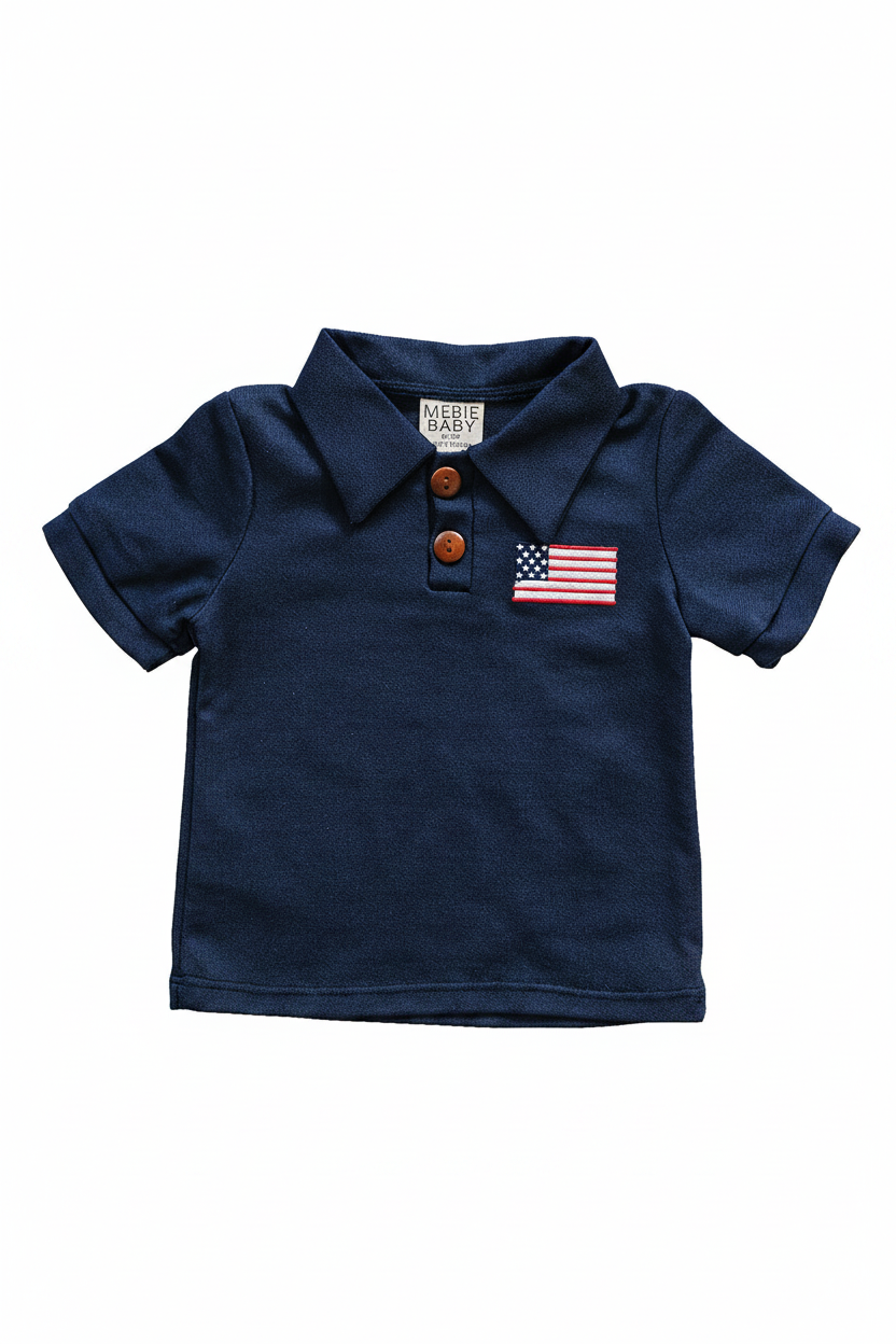 Navy Flag Polo | Milk & Baby