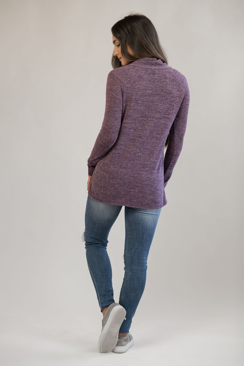 Nursing Sweater With Asymmetrical Flap - Purple Milk & Baby