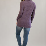 Nursing Sweater With Asymmetrical Flap - Purple Milk & Baby