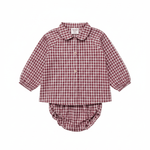 Red Gingham Peter Pan Collar Bloomer Set - Portrait