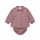 Red Gingham Peter Pan Collar Bloomer Set - Portrait