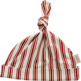 Red Stripe newborn knot hat with extra spacing
