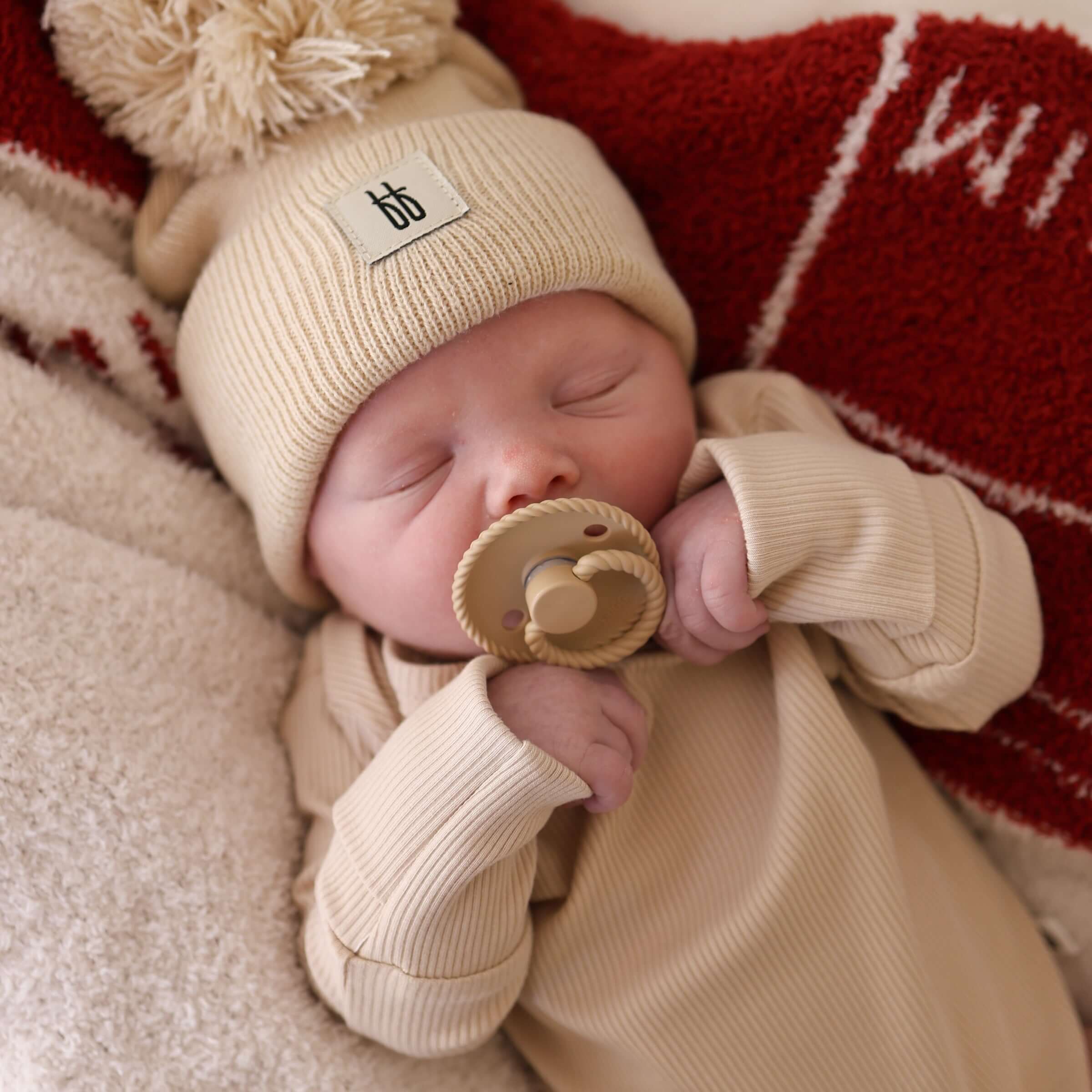 Ribbed Cream | Long Sleeve Bamboo Snapsuit | Milk & Baby