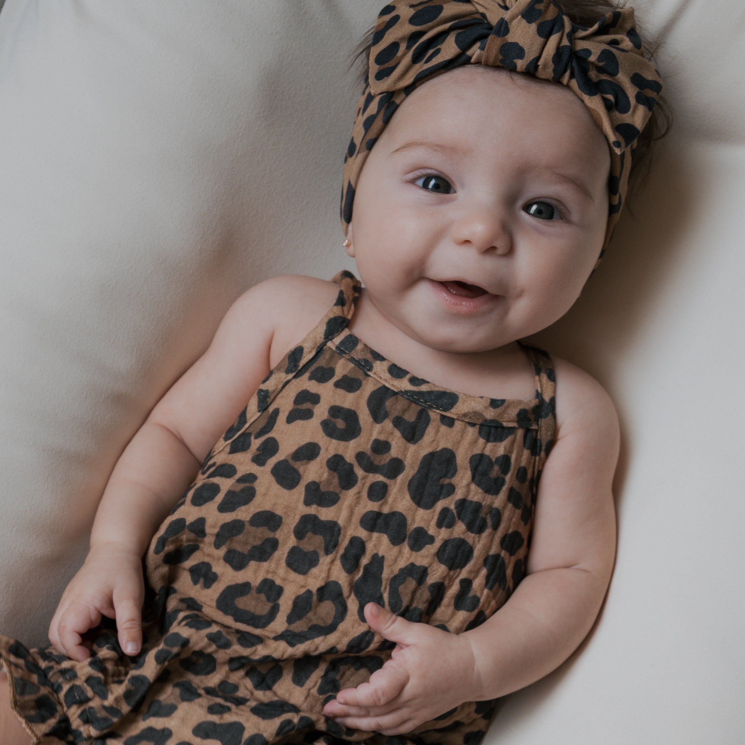 Forever French Baby Leopard Muslin Sleeveless Tank Baby Romper | Milk & Baby