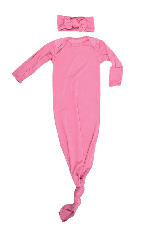 Rose Pink Newborn Knotted Gown Set - Milk & Bsby – Milk & Baby