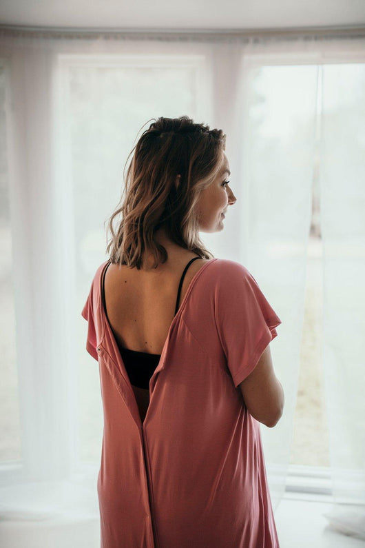 Rose Pink Labor & Delivery Gown - Milk & Baby 