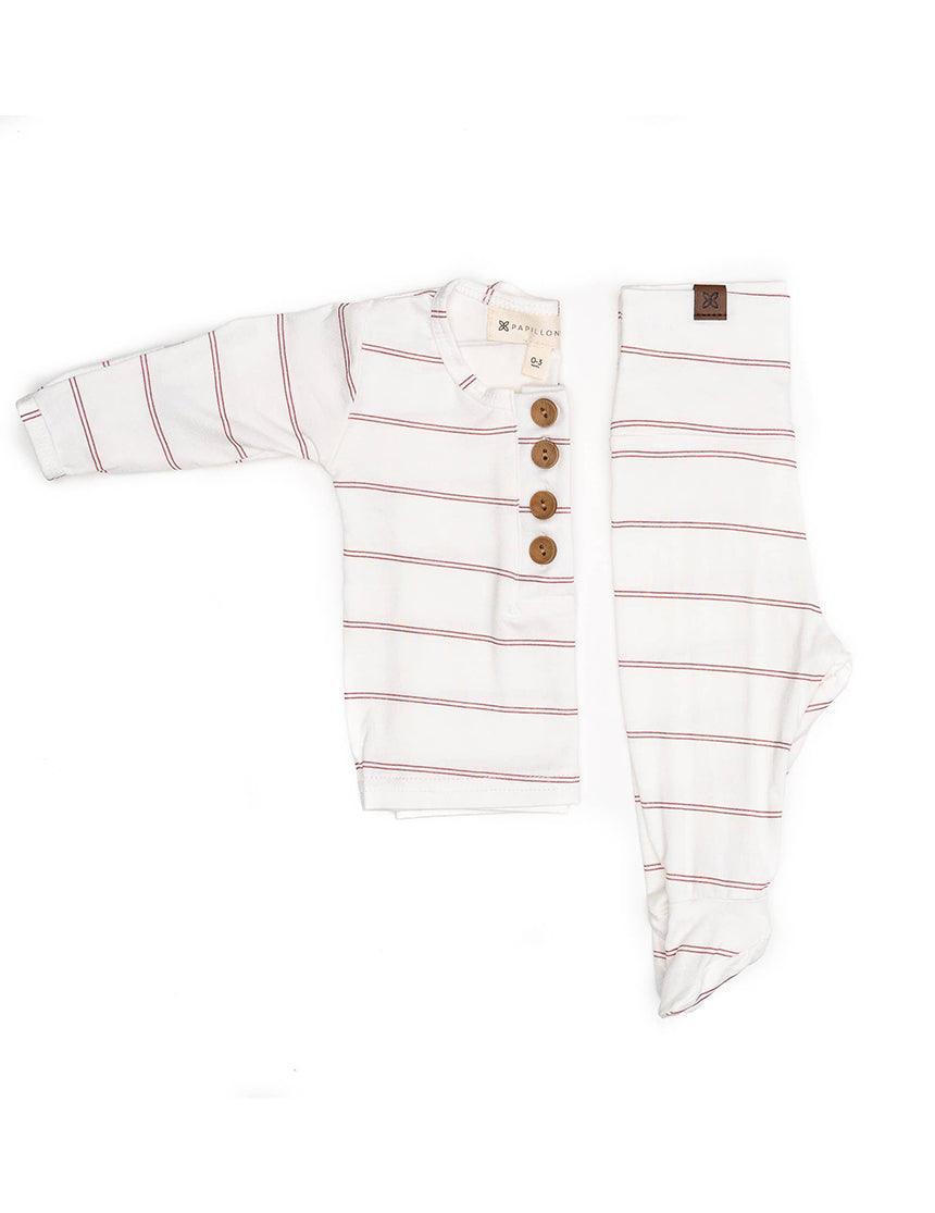 Rose Striped Everything Newborn Top & Bottom Milk & Baby