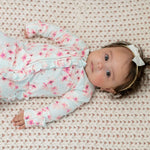 Pretty Pink Floral Ruffle Footie | Milk & Baby