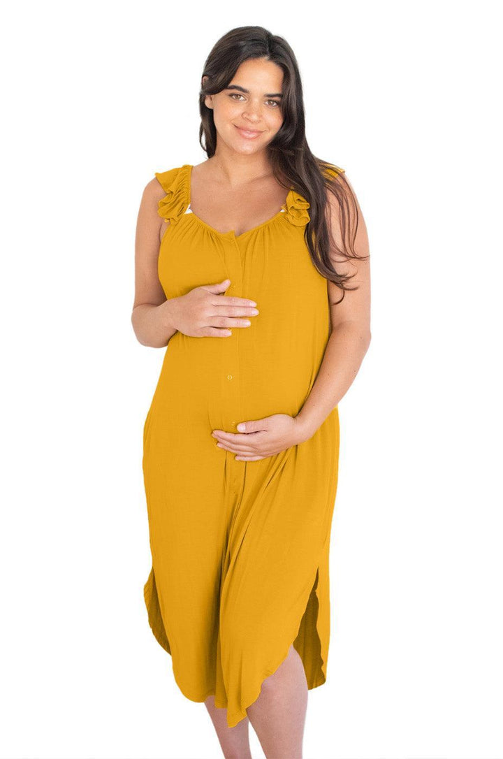 Ruffle Strap Labor & Delivery Gown in Honey - Milk & Baby 