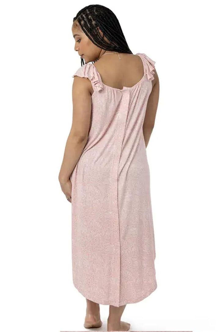 Ruffle Strap Labor & Delivery Gown in Pink Hydrangea - Milk & Baby 
