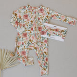 Ruffle Zipper One Piece | Dusty Pink Floral