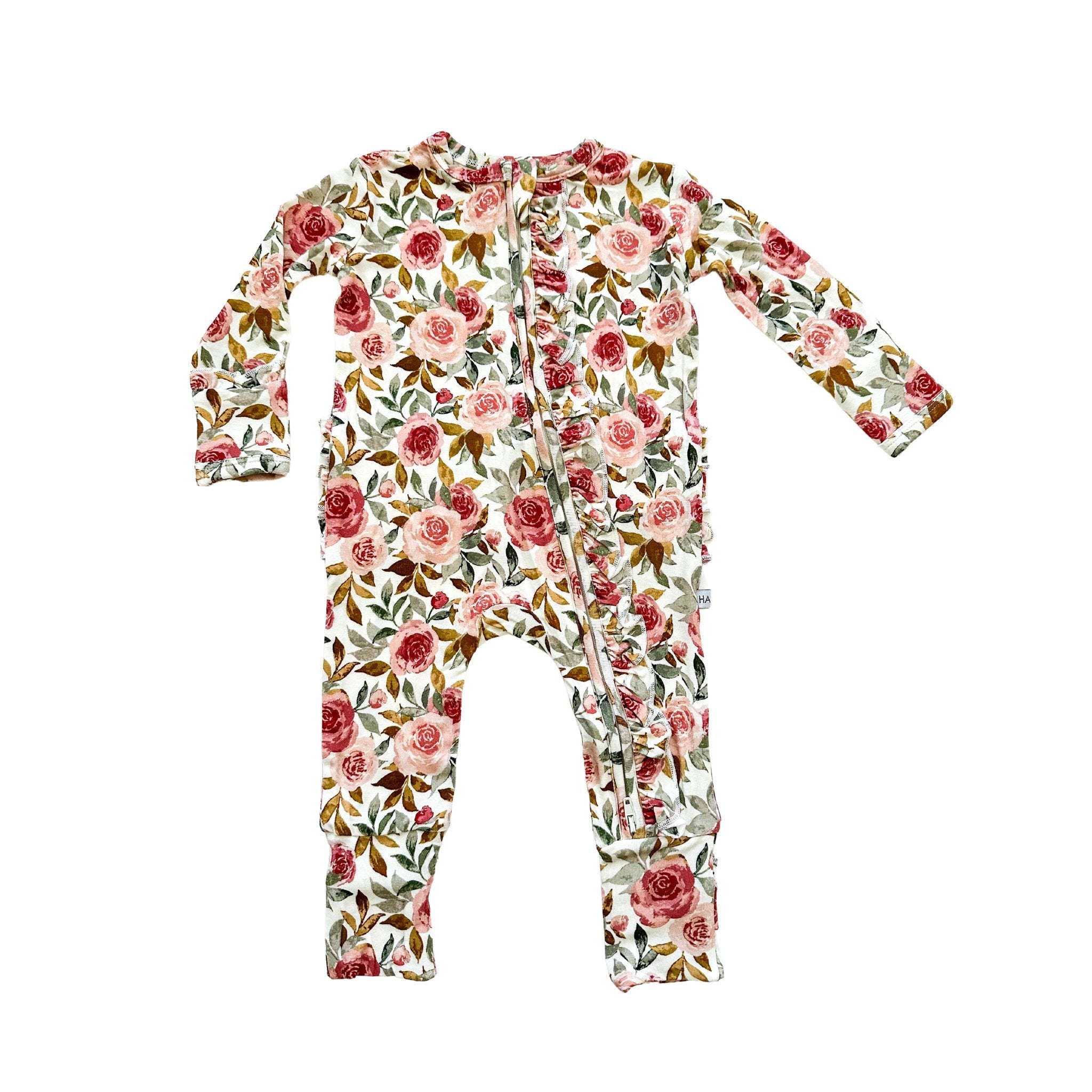 Ruffle Zipper One Piece | Dusty Pink Floral