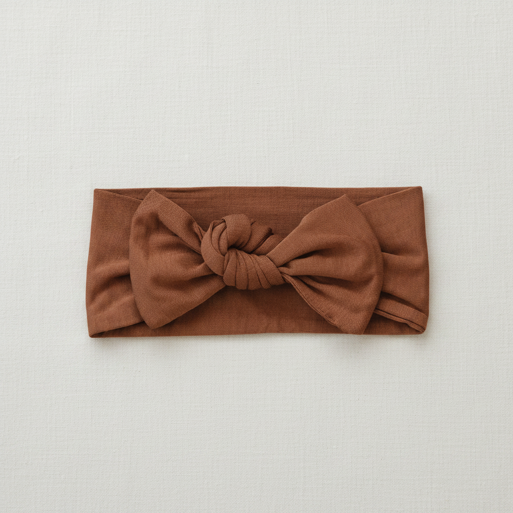 Rust Bamboo Head Wrap - Minimal Flat Lay
