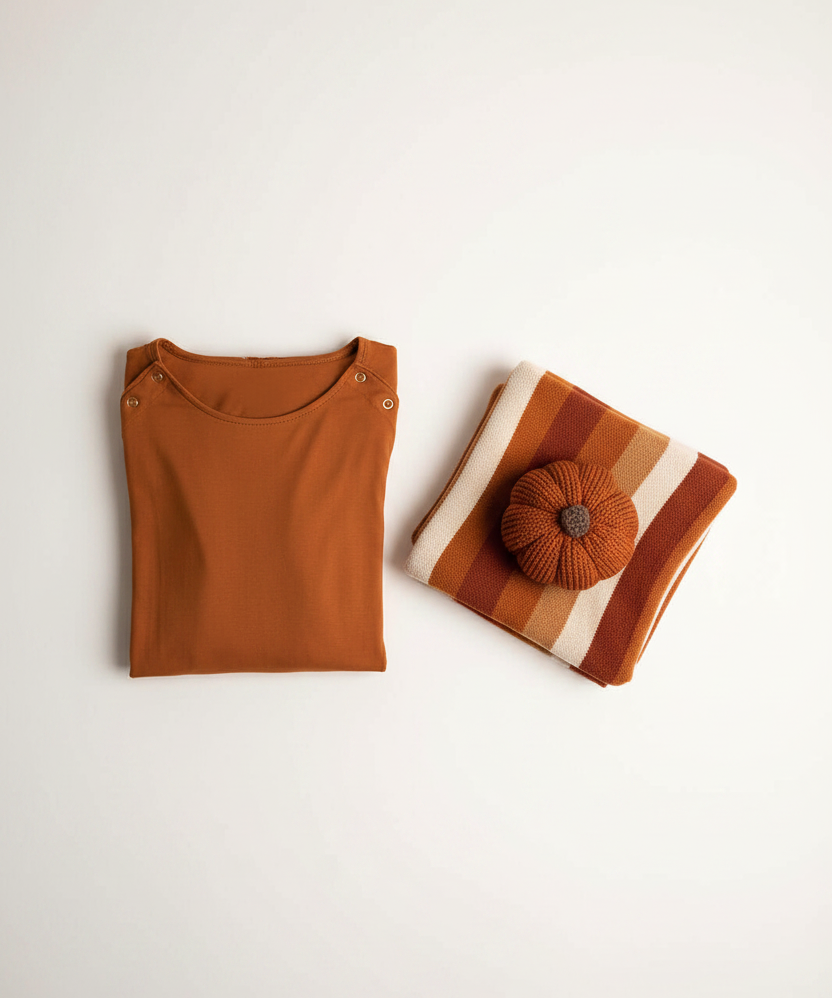 Saddle Gown Fall Flat Lay with Swaddle & Toy