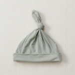 Sage Bamboo Newborn Knot Hat - Minimal Flat Lay