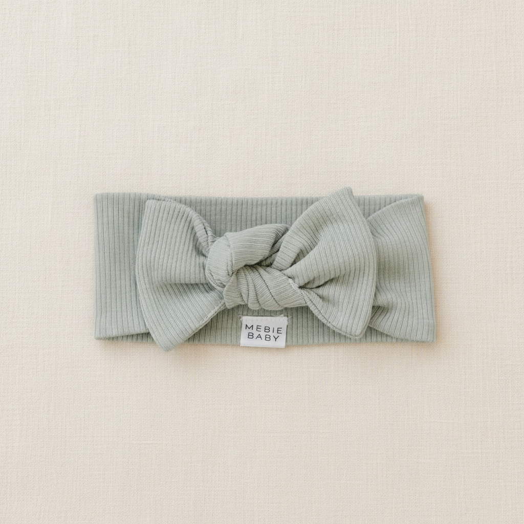 Sage Organic Cotton Ribbed Head Wrap - Minimal Flat Lay