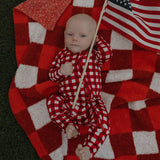 Scarlet Gingham | Bamboo Zip Pajamas | Milk & Baby