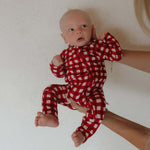 Scarlet Gingham | Bamboo Zip Pajamas | Milk & Baby