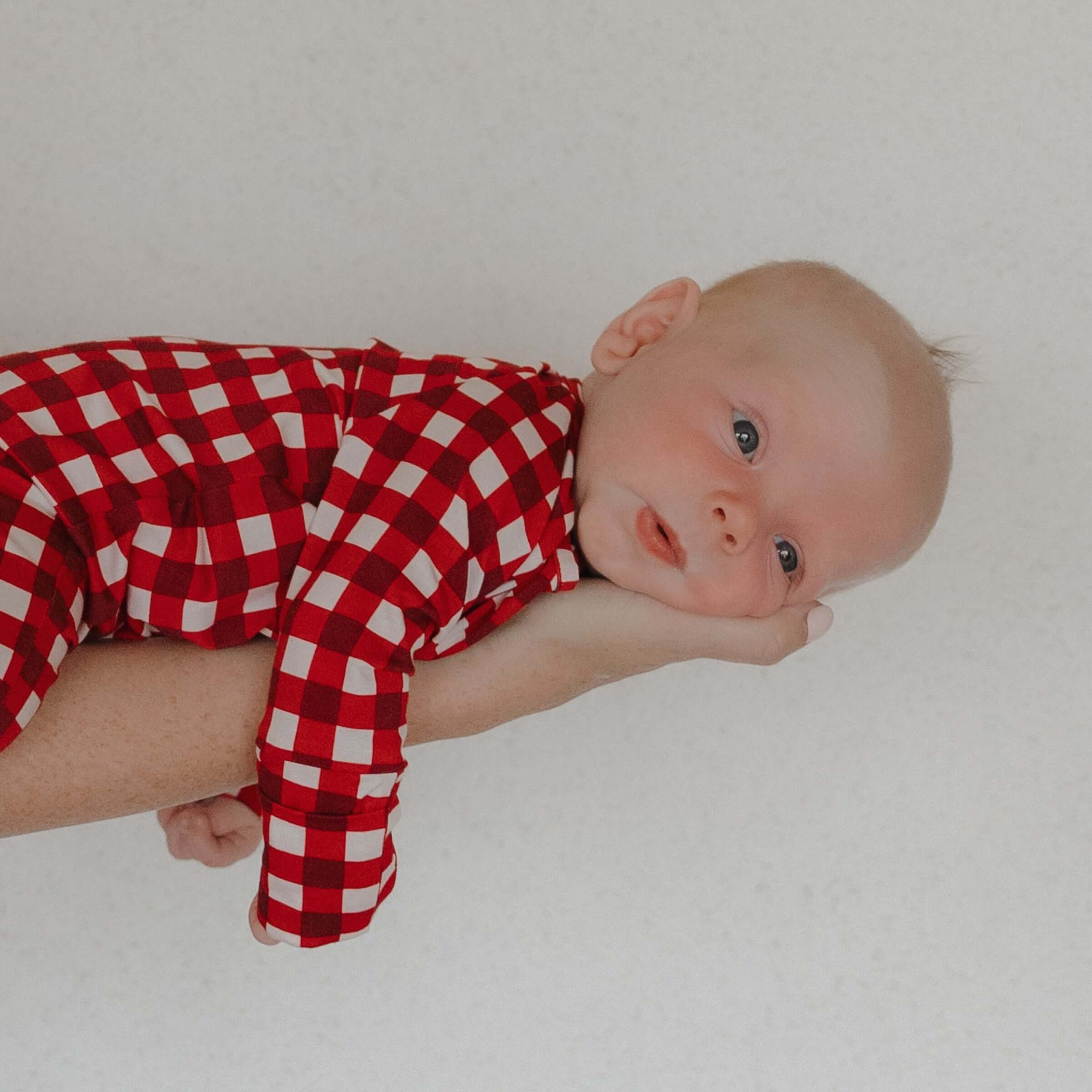 Scarlet Gingham | Bamboo Zip Pajamas | Milk & Baby