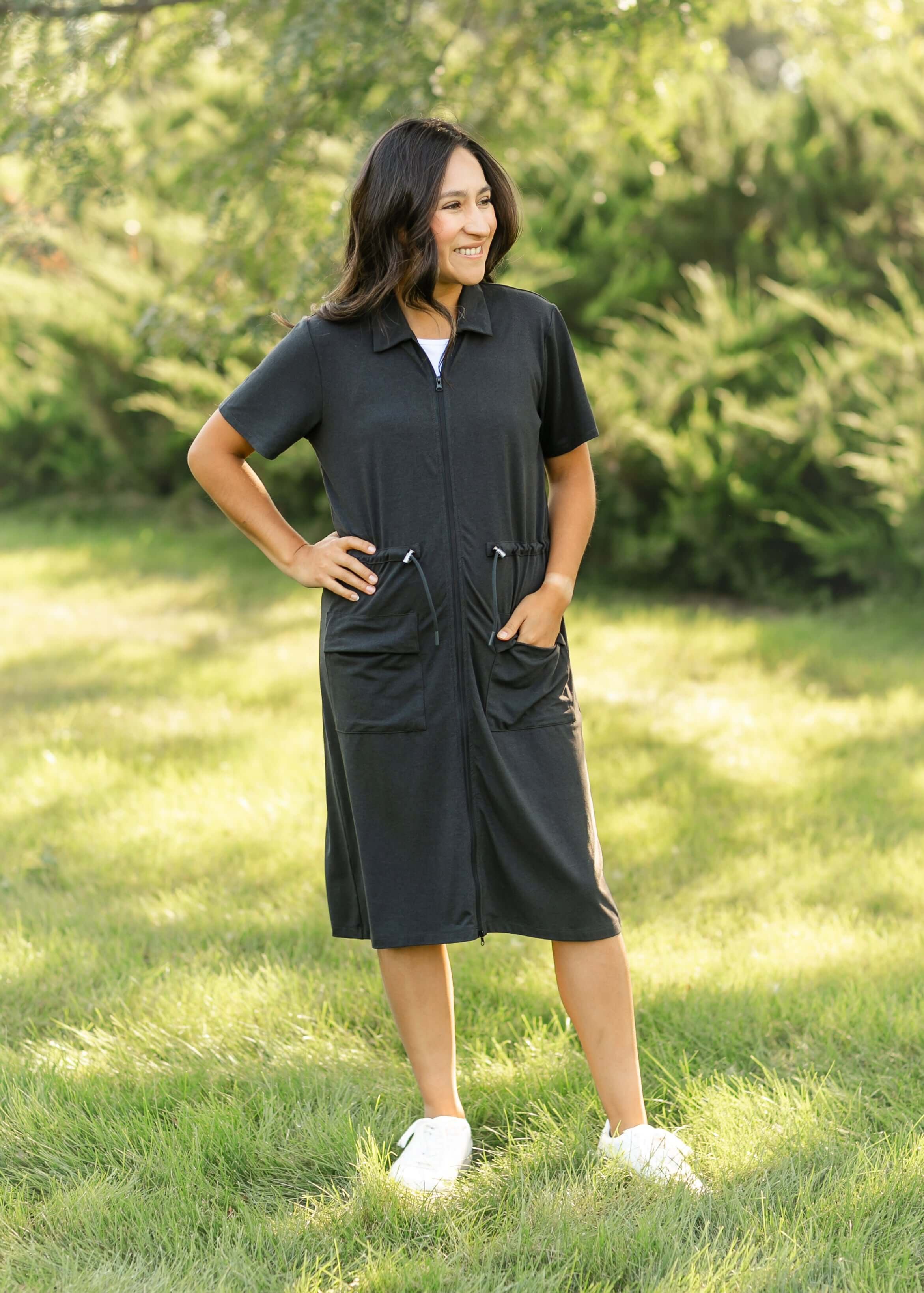 Scout Zip Front Athletic Midi Dress | Milk & Baby