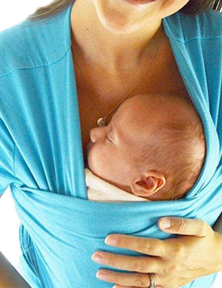 Skin To Skin Kangaroo T-Shirt & Nursing Top | Lagoon Blue | Milk & Baby