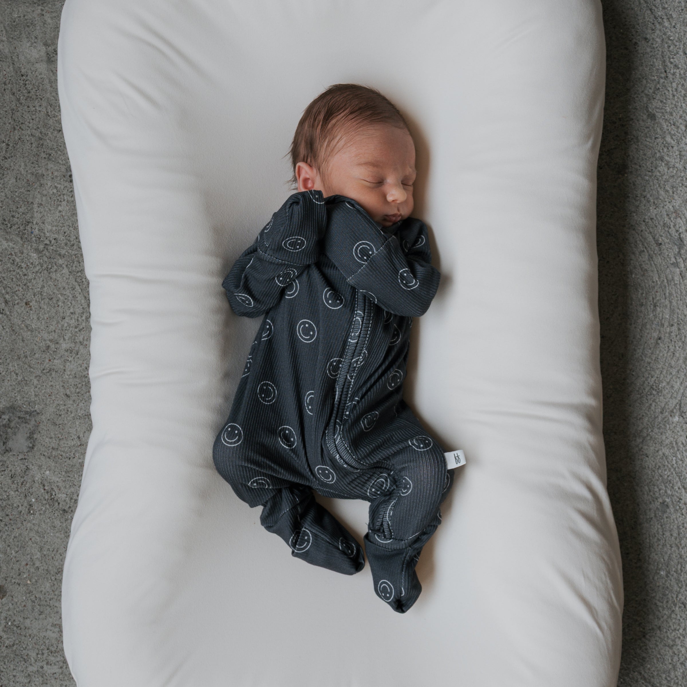 Forever French Baby Smiley Ribbed Bamboo Zip Baby Pajamas | Milk & Baby