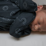 Forever French Baby Smiley Ribbed Bamboo Zip Baby Pajamas | Milk & Baby