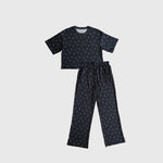 Forever French Baby Smiley Ribbed Women's Bamboo Boxy Tee Lounge Set | Milk & Baby