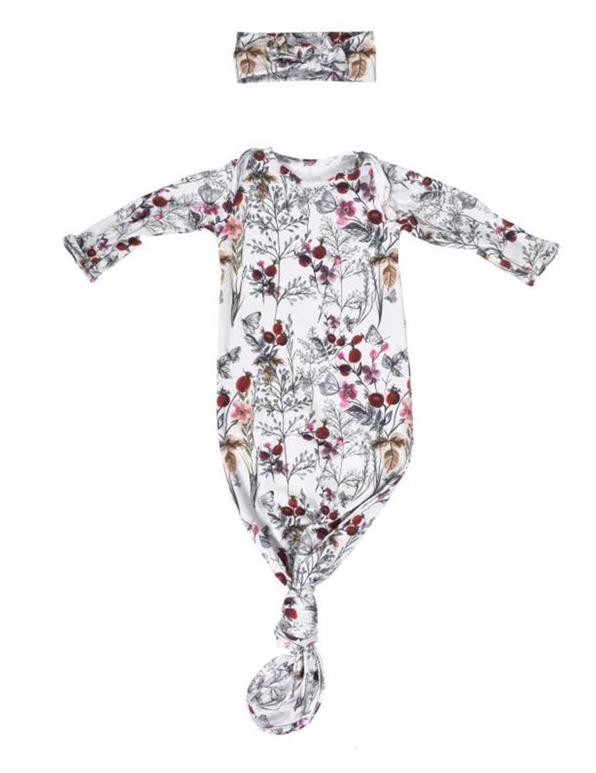 Floral Knotted Gown Set | Milk & Baby