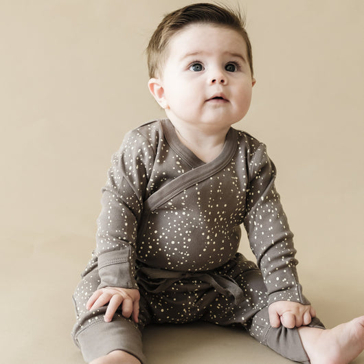 Organic Kimono Onesie & Pants Set | Speckle Milk & Baby