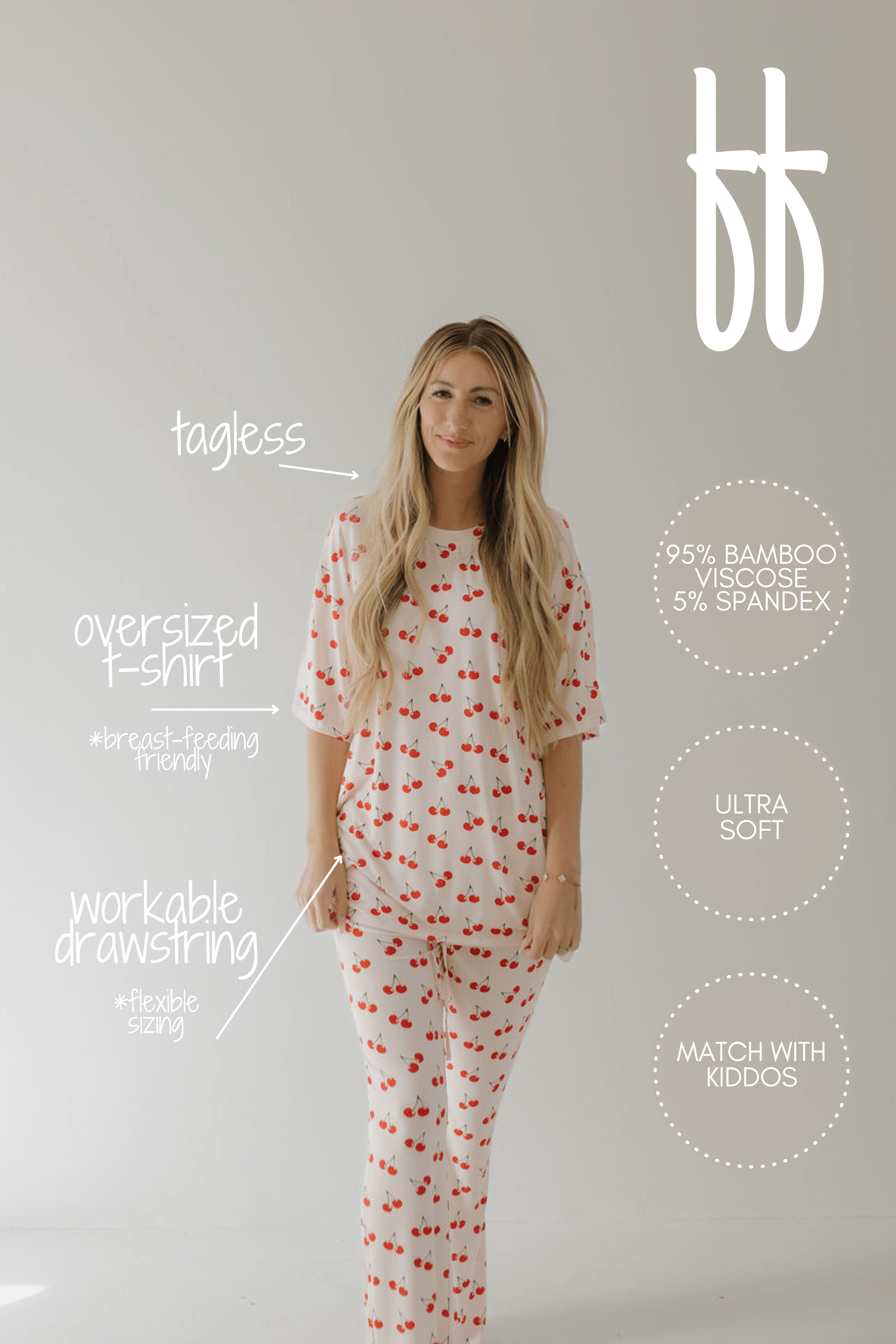 Cherry Orchard | Short Sleeve Women's Bamboo Pajamas | Milk & Baby