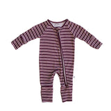 Maroon Stripe | Bamboo Zip Pajamas