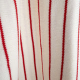 Picnic Pinstripe | Knit Romper featuring a warm neutral checkerboard print fabric with soft red stripes.