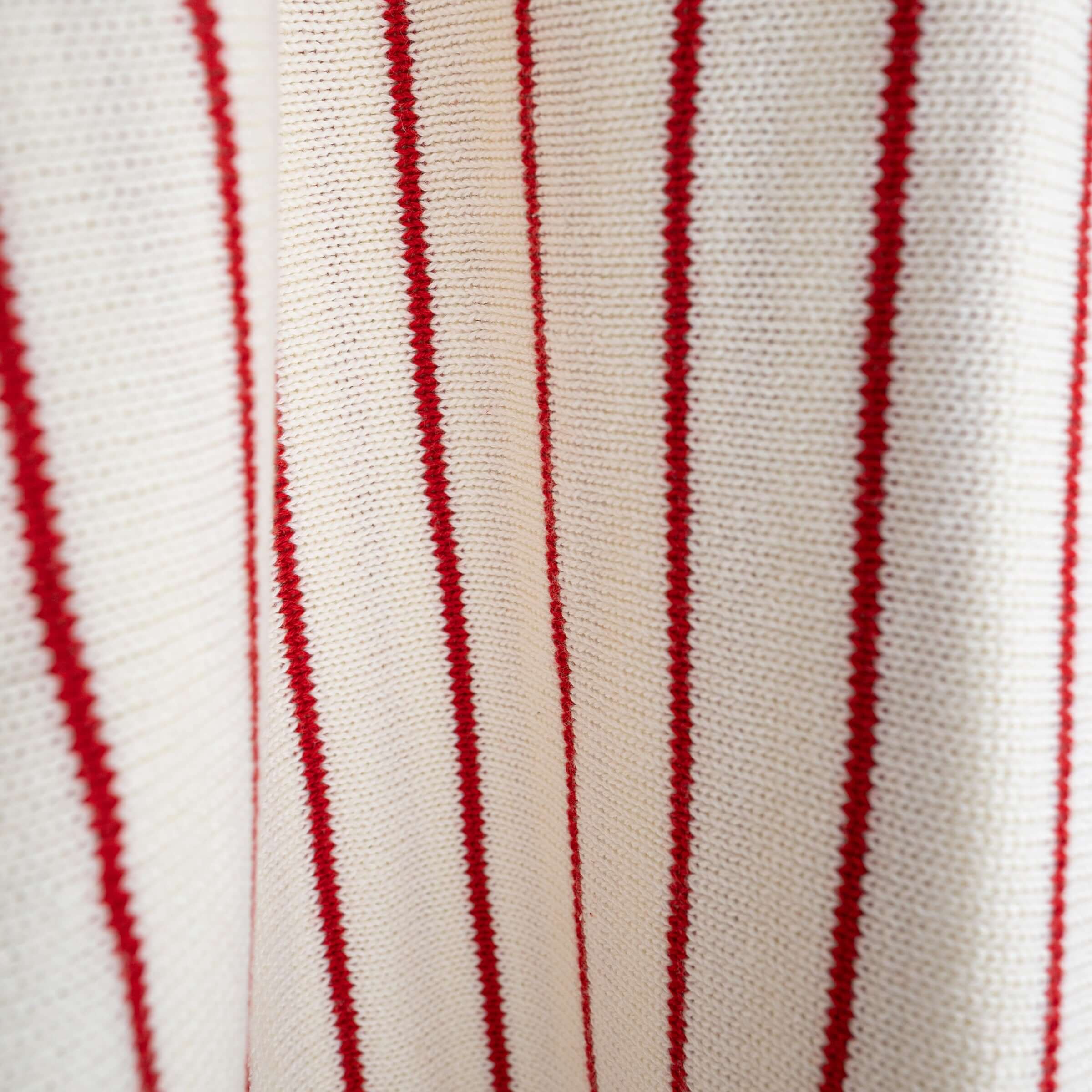 Picnic Pinstripe | Knit Romper featuring a warm neutral checkerboard print fabric with soft red stripes.