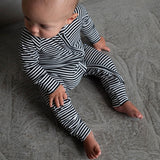 Midnight Stripe | Ribbed Bamboo Zip Romper