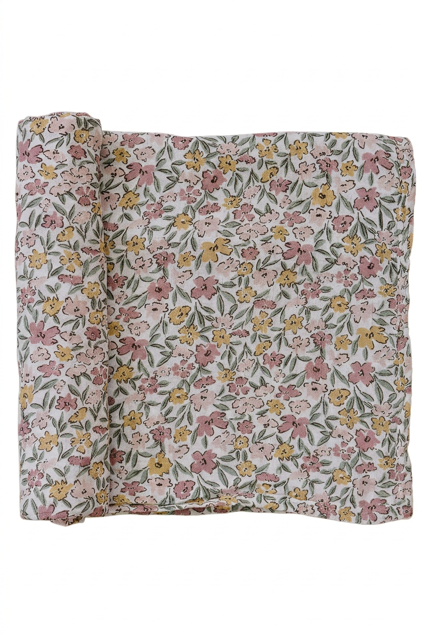 Sunny Petals swaddle blanket with extra spacing