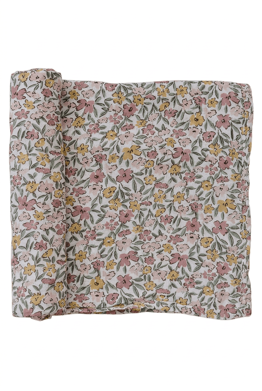 Sunny Petals swaddle blanket with extra spacing